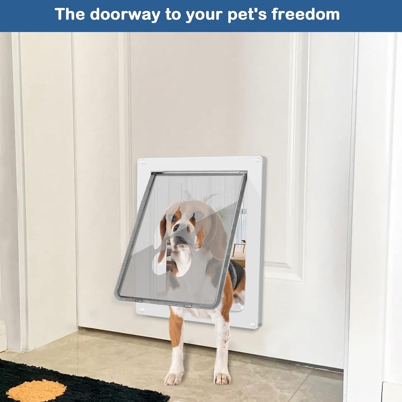 CEESC Dog Door for Pets Up to 45 lb, Weatherproof Pet Door for Cats and Dogs, Durable, Snap-in Closing Panel Included, Suitable for Interior and Exterior Doors(Medium White) - Image 2